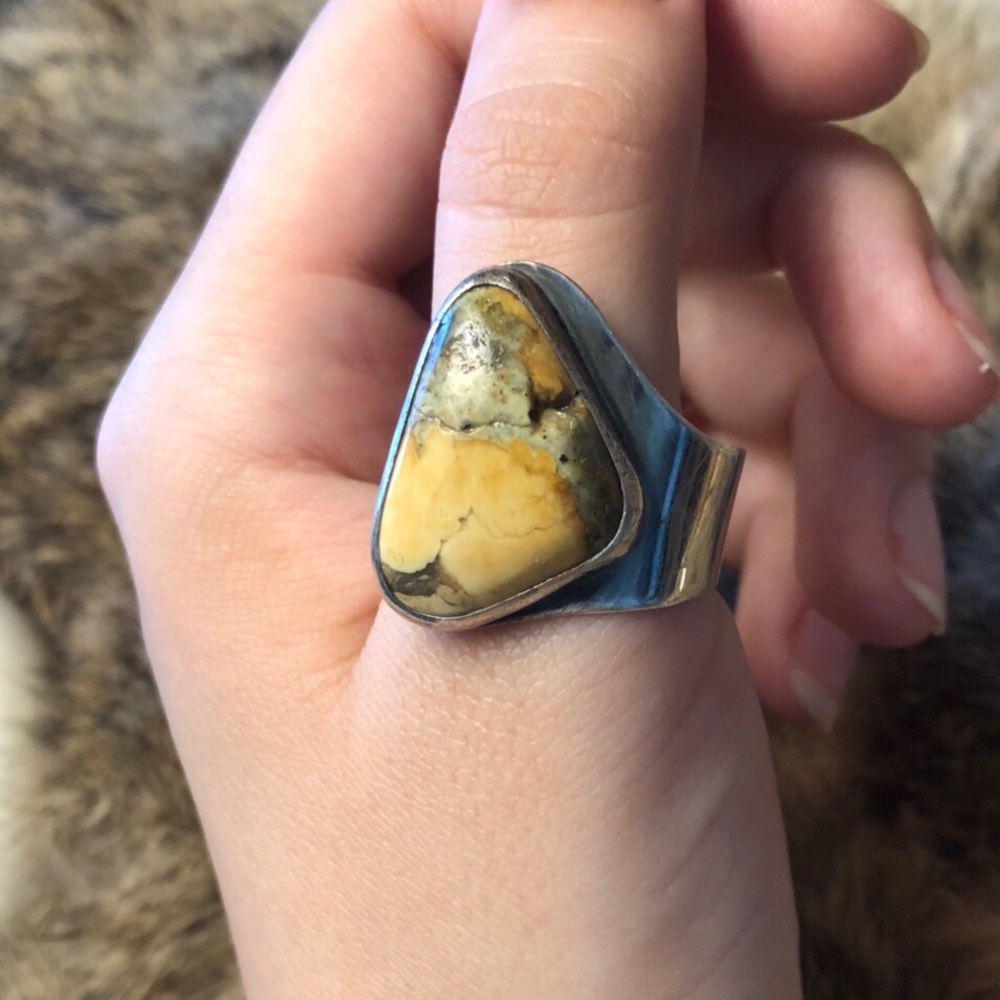 Minimalist Sterling Silver Agate Ring - image 1